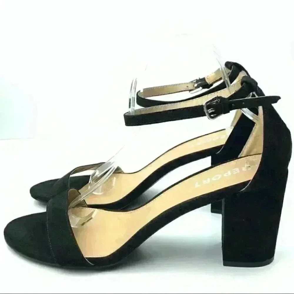 New report heels Pamela 11 black faux suede dorsay - Picture 5 of 13